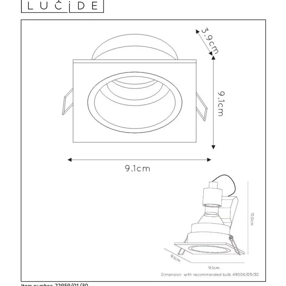 Alasvalo Lucide Embed 9,1x9,1cm 42W himmennettävä musta