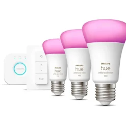 Aloituspakkaus Philips Hue WCA 3 x älylamppu (9W A60 E27) ja Hue-silta