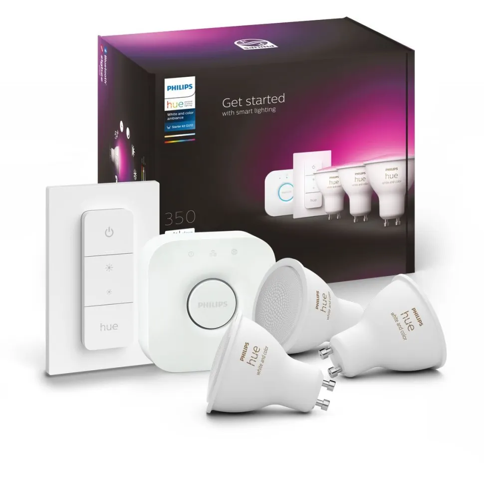 Aloituspakkaus Philips Hue WCA 3 x älylamppu (4,3W GU10) ja Hue-silta