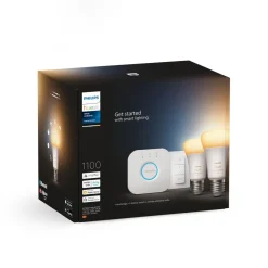 Aloituspakkaus Philips Hue White Ambiance, 2 x älylamppu 8W A60 E27, himmenin ja Hue-silta