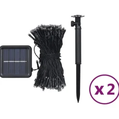Aurinkoenergia keijuvalot 2 kpl 2x200 LED sininen sisä/ulko