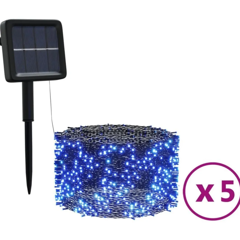 Aurinkoenergia keijuvalot 5 kpl 5x200 LED värikäs sisä/ulko