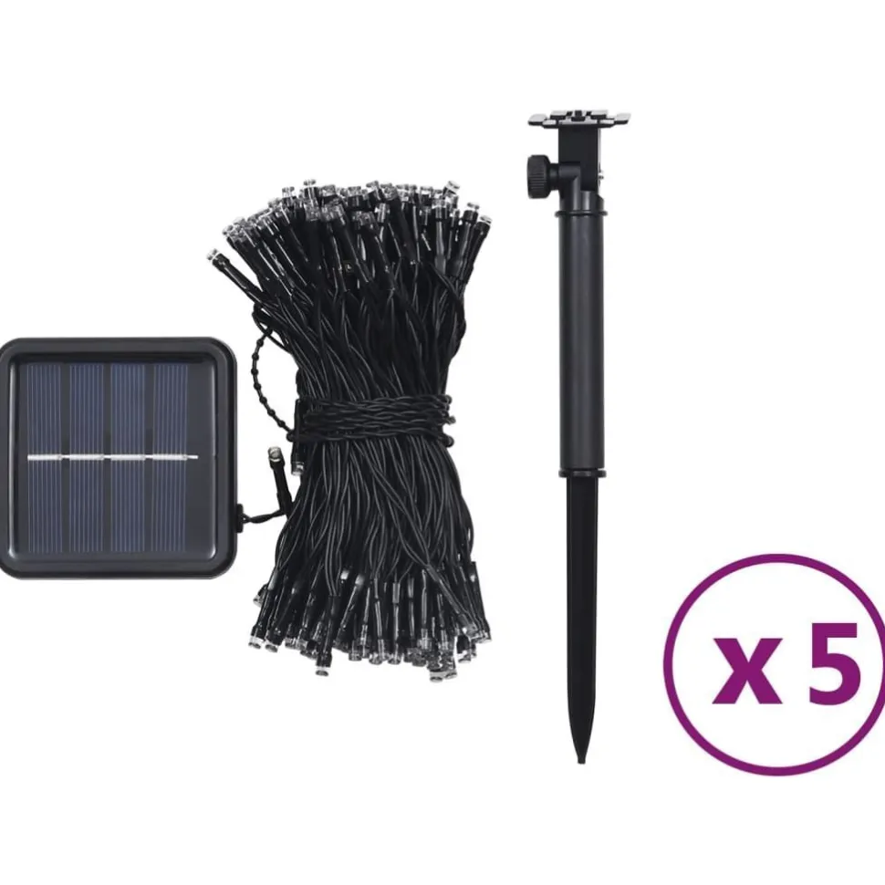 Aurinkoenergia keijuvalot 5 kpl 5x200 LED värikäs sisä/ulko