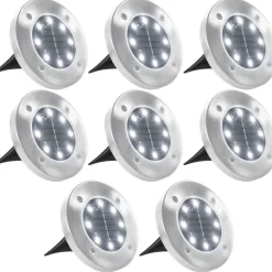 Aurinkoenergia maavalaisimet 8 kpl led valkoinen
