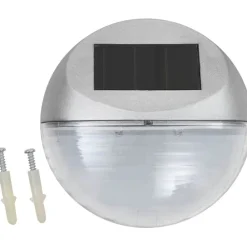 Aurinkoenergia ulkoseinävalaisimet, LED, 12 kpl, pyöreä, hopea