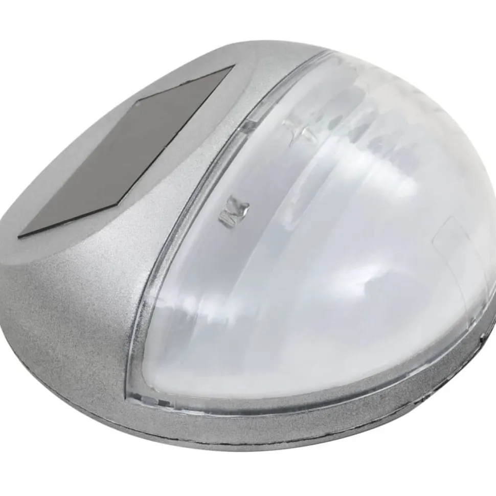 Aurinkoenergia ulkoseinävalaisimet, LED, 12 kpl, pyöreä, hopea