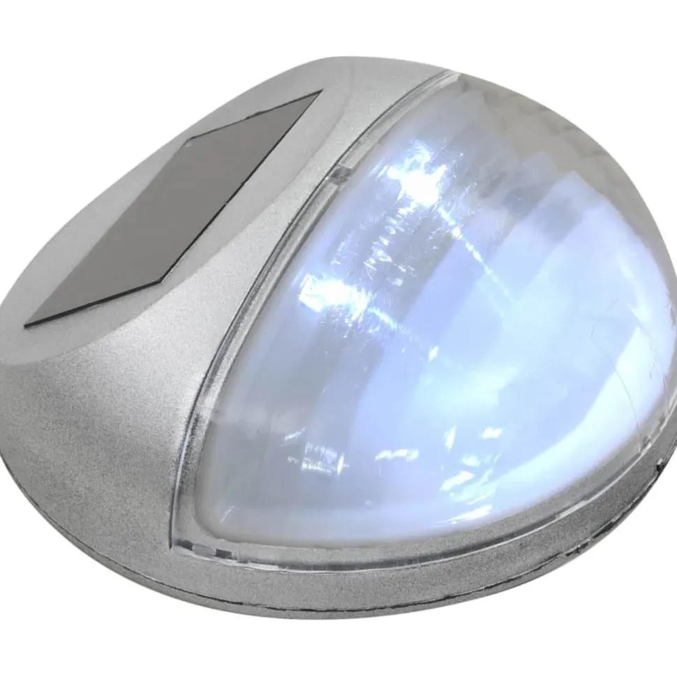 Aurinkoenergia ulkoseinävalaisimet, LED, 12 kpl, pyöreä, hopea