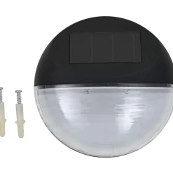 Aurinkoenergia ulkoseinävalaisimet, LED, 12 kpl, pyöreä, musta