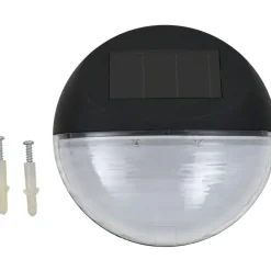 Aurinkoenergia ulkoseinävalaisimet, LED, 24 kpl, pyöreä, musta
