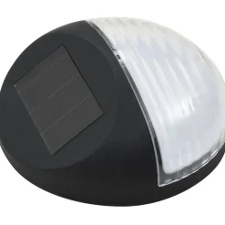 Aurinkoenergia ulkoseinävalaisimet, LED, 24 kpl, pyöreä, musta
