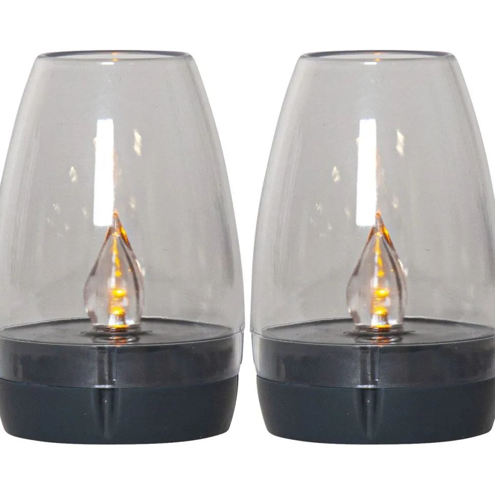 Aurinkokennokoristelyhty Star Trading Tropea Ø6cm 2 kpl grafiitinharmaa