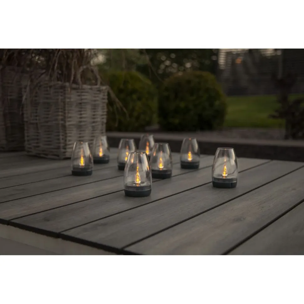 Aurinkokennokoristelyhty Star Trading Tropea Ø6cm 2 kpl grafiitinharmaa