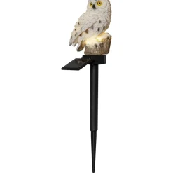 Aurinkokennokoristevalaisin Star Trading Owl 330x100x130mm beige