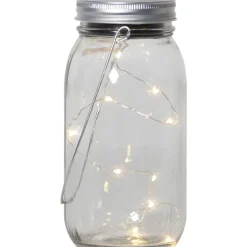 Aurinkokennokoristevalaisin Star Trading Jamjar, 18cm, kirkas
