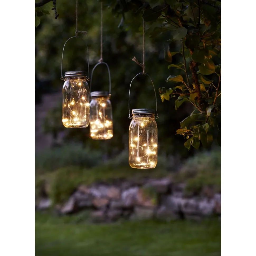 Aurinkokennokoristevalaisin Star Trading Jamjar, 18cm, kirkas