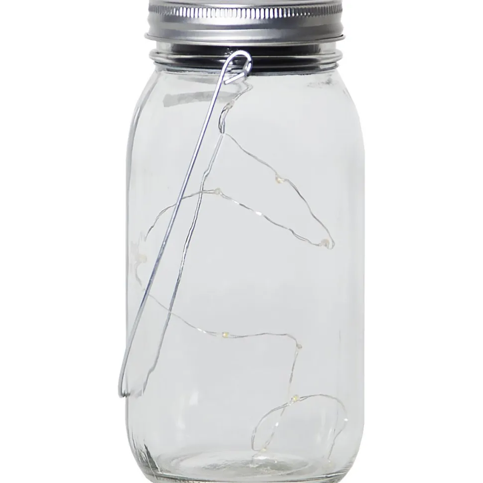 Aurinkokennokoristevalaisin Star Trading Jamjar, 18cm, kirkas