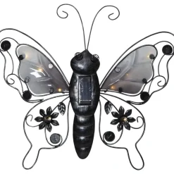 Aurinkokennokoristevalaisin Star Trading Butterfly, 39cm, musta