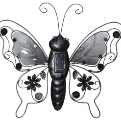 Aurinkokennokoristevalaisin Star Trading Butterfly, 39cm, musta