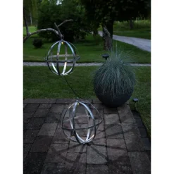 Aurinkokennokoristevalaisin Star Trading Astri 25cm, hopea