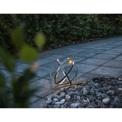 Aurinkokennokoristevalaisin Star Trading Astri 25cm, hopea