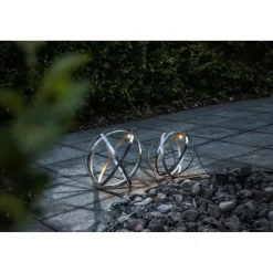 Aurinkokennokoristevalaisin Star Trading Astri 25cm, hopea