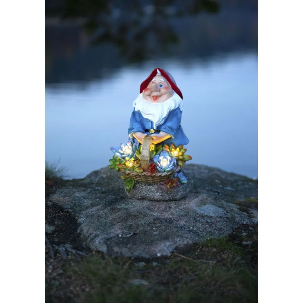 Aurinkokennokoristevalaisin Star Trading Gnomy, 22cm, moniväri
