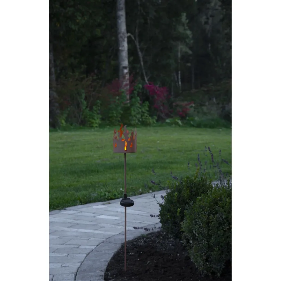 Aurinkokennokoristevalaisin Star Trading Torchy Ø12cm ruoste