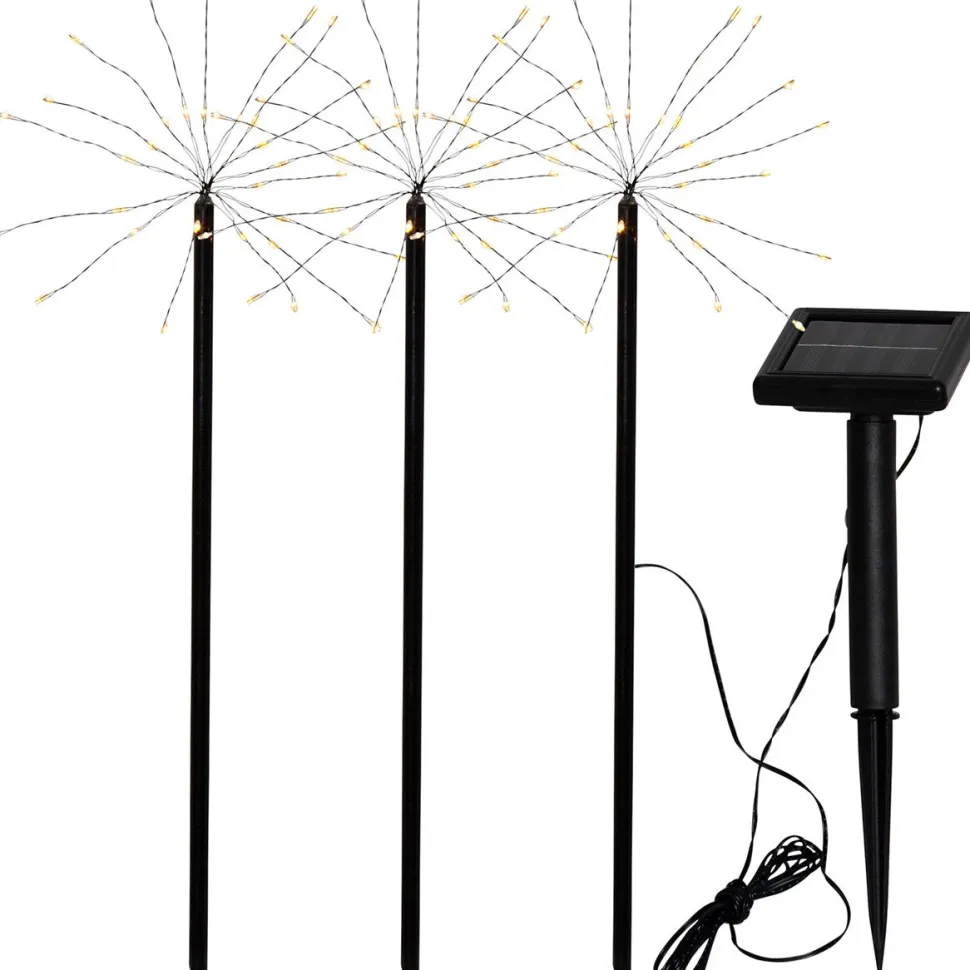 Aurinkokennopuutarhavalaisin Star Trading Firework LED 3-osainen musta