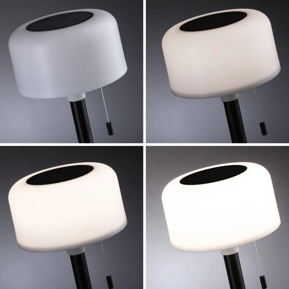 Aurinkokennopöytävalaisin Paulmann Bartja USB-ladattava IP44 2700K himmennettävä valkoinen
