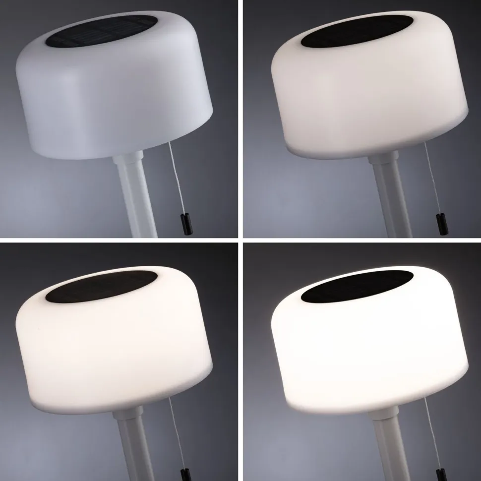 Aurinkokennopöytävalaisin Paulmann Bartja USB-ladattava IP44 2700K himmennettävä valkoinen