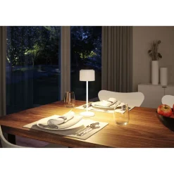 Aurinkokennopöytävalaisin Paulmann Solar Else USB-ladattava IP44 himmennettävä 2700K valkoinen