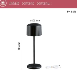Aurinkokennopöytävalaisin Paulmann Solar Else USB-ladattava IP44 himmennettävä 2700K valkoinen