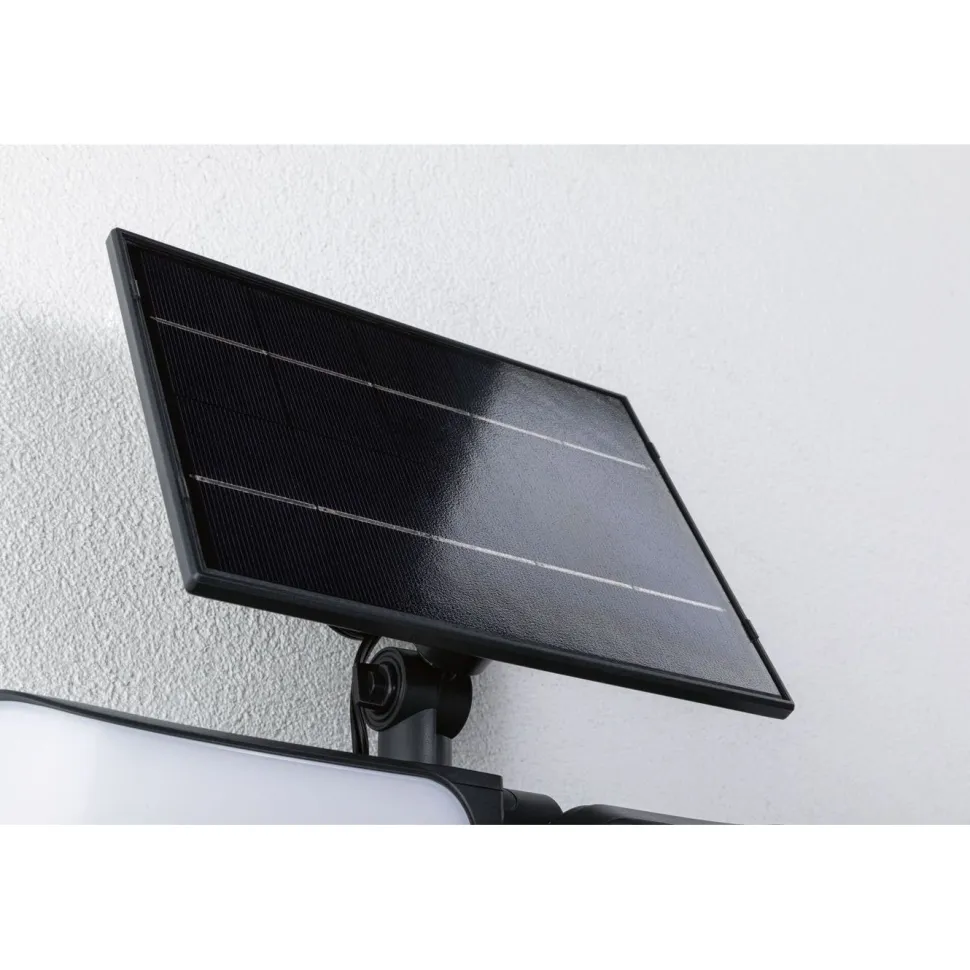 Aurinkokennoseinävalaisin Paulmann Sonlig 286x137mm USB-ladattava hämäräohjattu liiketunnistin IR IP65 3000K 2x9W 2x1100lm antrasiitti