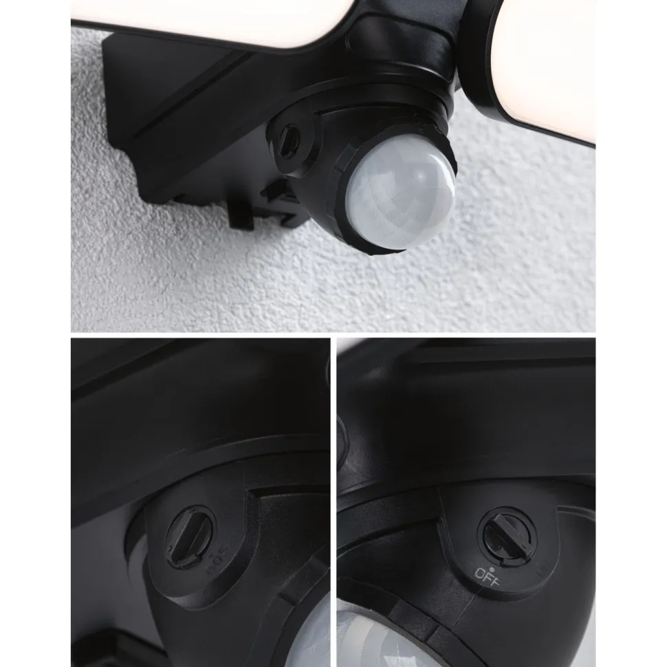 Aurinkokennoseinävalaisin Paulmann Sonlig 286x137mm USB-ladattava hämäräohjattu liiketunnistin IR IP65 3000K 2x9W 2x1100lm antrasiitti