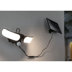 Aurinkokennoseinävalaisin Paulmann Sonlig 286x137mm USB-ladattava hämäräohjattu liiketunnistin IR IP65 3000K 2x9W 2x1100lm antrasiitti