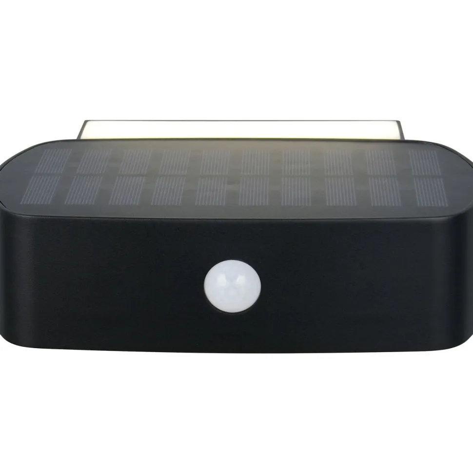 Aurinkokennoseinävalaisin Trio Bilbao Hybrid Solar LED ladattava liike- ja hämärätunnistin ylös/alas 4000K musta