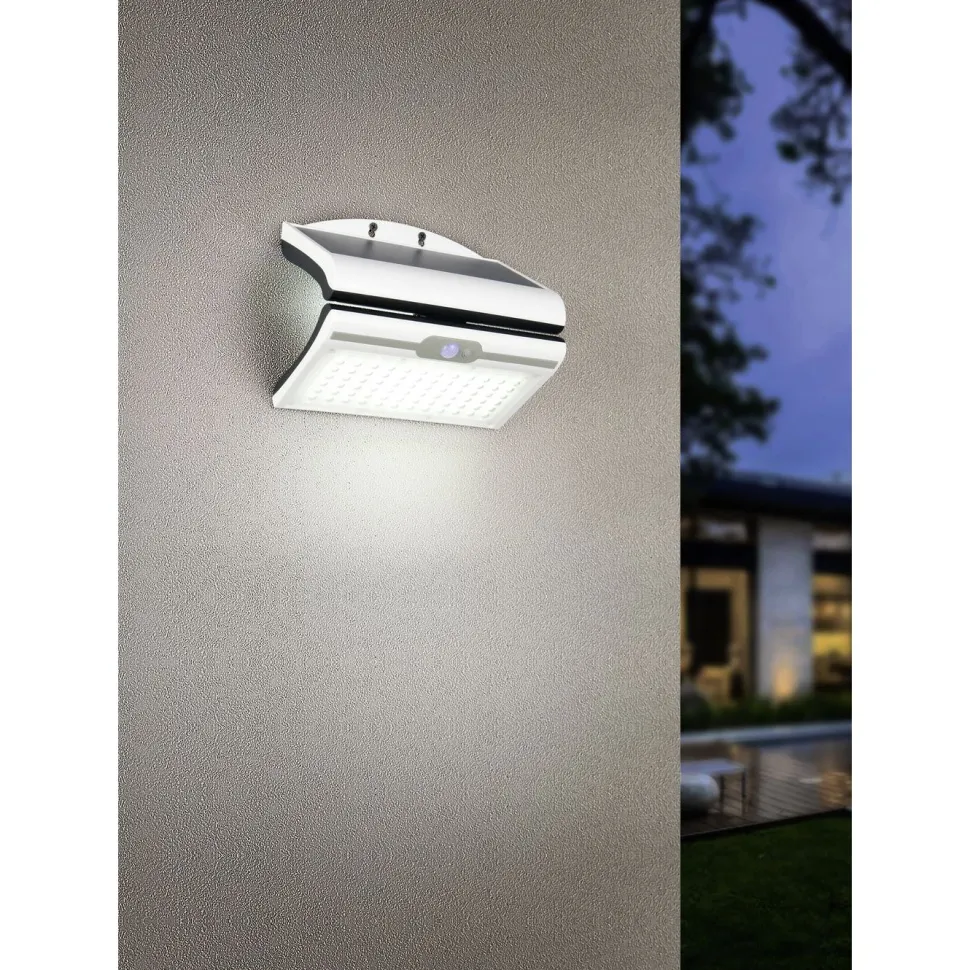 Aurinkokennoseinävalaisin Trio Macapa LED ladattava liike- ja hämärätunnistin 4000K valkoinen