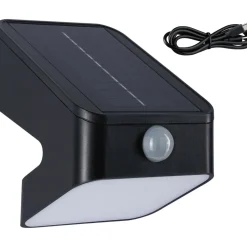 Aurinkokennoseinävalaisin Paulmann Lesly 113x126mm USB-ladattava hämäräohjattu liiketunnistin IR IP65 3000K 5.5W 400lm antrasiitti