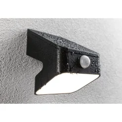 Aurinkokennoseinävalaisin Paulmann Lesly 113x126mm USB-ladattava hämäräohjattu liiketunnistin IR IP65 3000K 5.5W 400lm antrasiitti