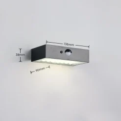 Aurinkokennoseinävalaisin Trio Elvas LED, liike- ja hämärätunnistin, mattamusta