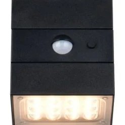 Aurinkokennoseinävalaisin Trio Talca LED, liike- ja hämärätunnistin, mattamusta