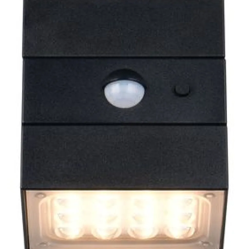 Aurinkokennoseinävalaisin Trio Talca LED, liike- ja hämärätunnistin, mattamusta