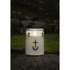 Hautakynttilä Konstsmide, IP44, 3D, paristokäyttöinen, 14.8cm, kultakoristeet