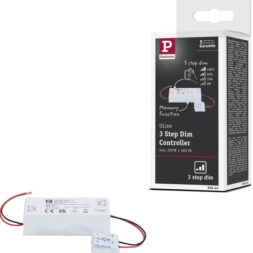 Himmennin Paulmann ULine 3-Step-Dimmer, max. 200W, 48V, 80x35mm, valkoinen