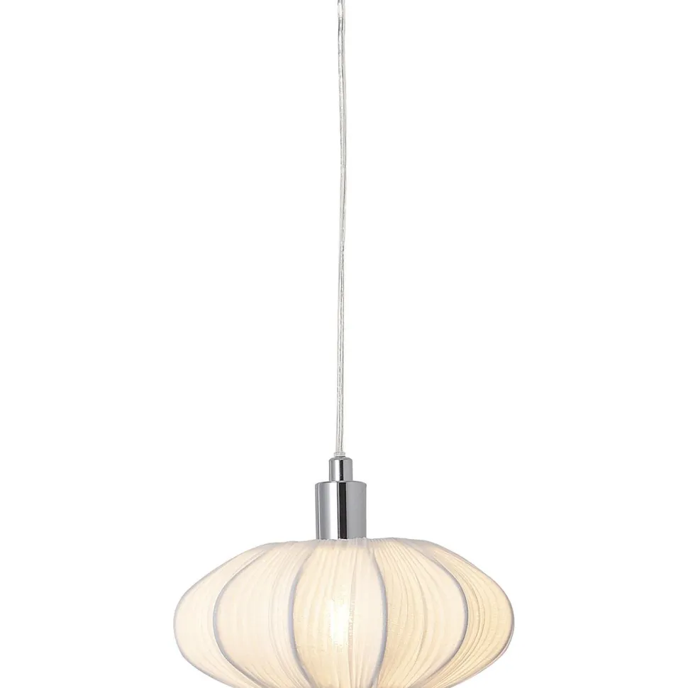 Ikkunavalaisin Aneta Lighting Mamsell, Ø22cm, tekstiilivarjostin, kromi/valkoinen