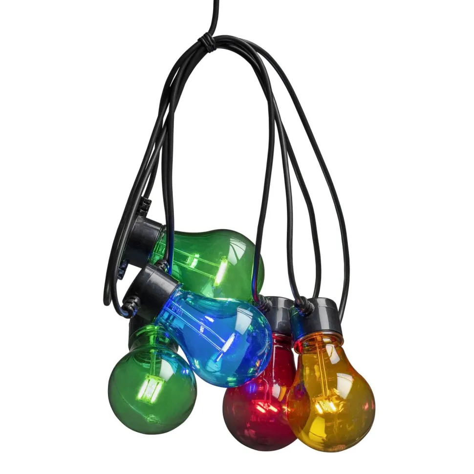 Juhlavalosarja Konstsmide, IP44, 10 x LED, musta/monivärinen, himmennin