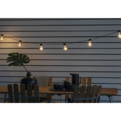 Juhlavalosarja Konstsmide, IP44, 10 x LED, musta/amber, himmennin