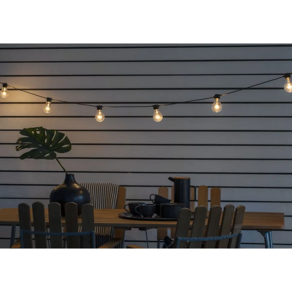 Juhlavalosarja Konstsmide, IP44, 10 x LED, musta/amber, himmennin