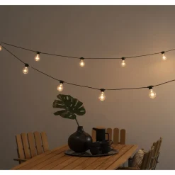 Juhlavalosarja Konstsmide, IP44, 10 x LED, musta/amber, himmennin
