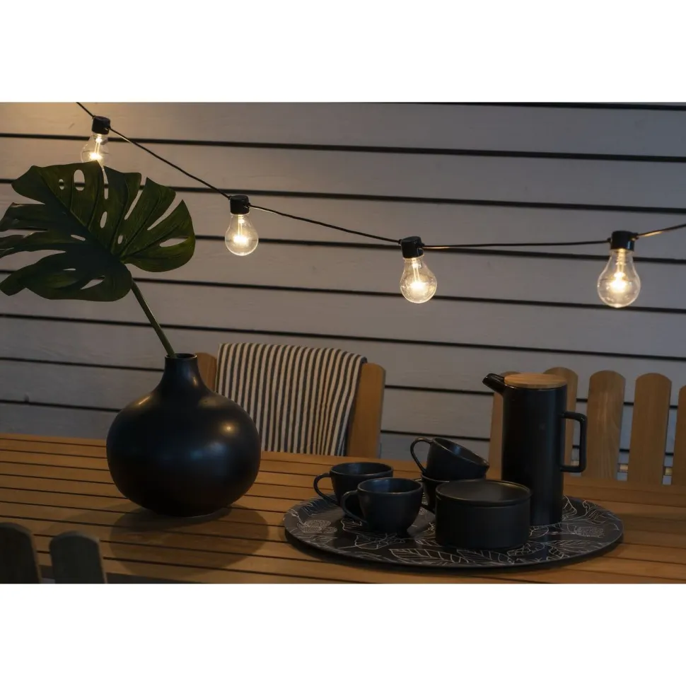 Juhlavalosarja Konstsmide, IP44, 10 x LED, musta/amber, himmennin